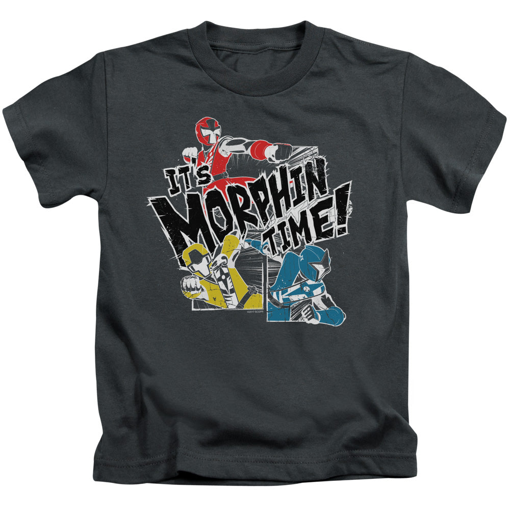 Power Rangers Panels Juvenile Kids Youth T Shirt Charcoal Officially Licensed