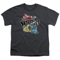 Power Rangers Panels Kids Youth T Shirt Charcoal Officially Licensed