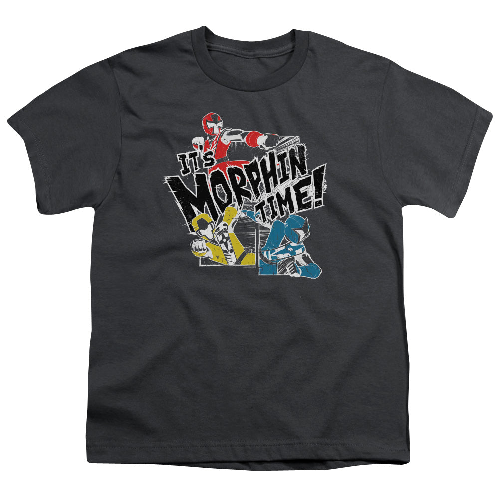 Power Rangers Panels Kids Youth T Shirt Charcoal Officially Licensed