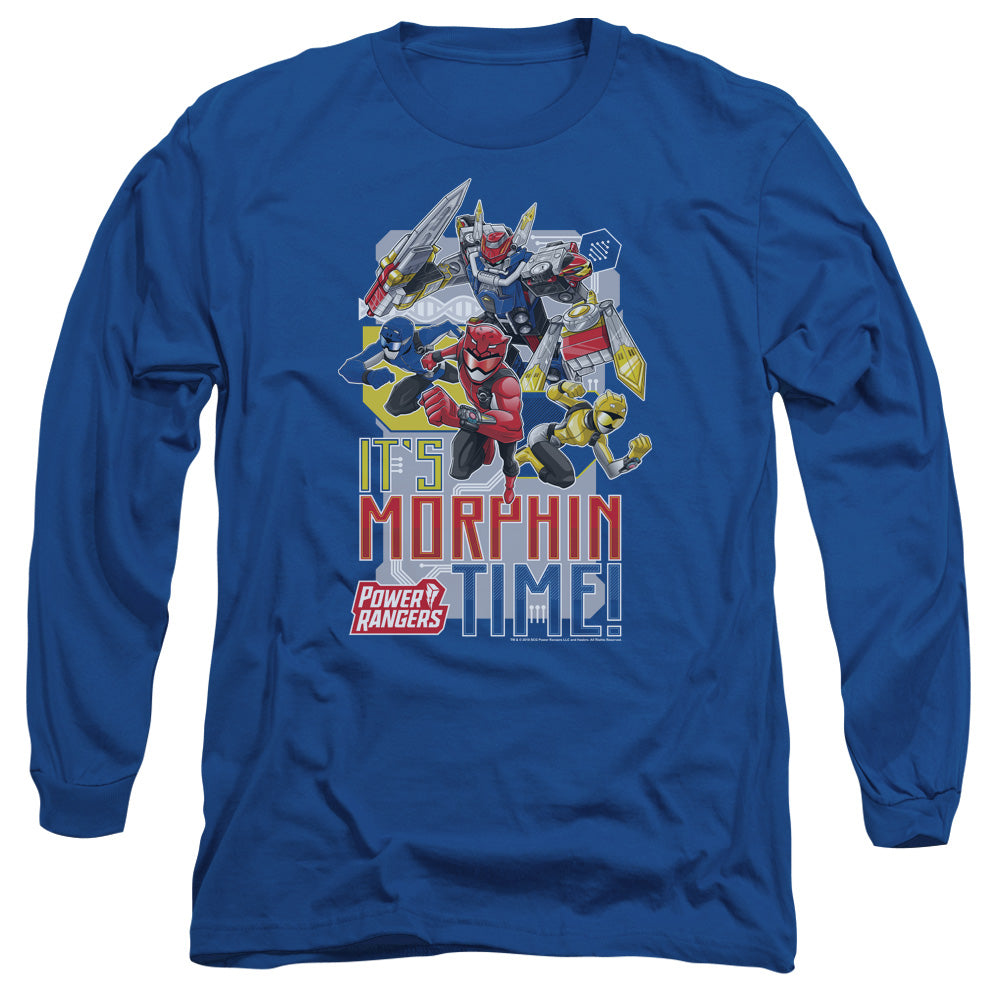 Power Rangers Morphin Time Mens Long Sleeve Shirt Royal Blue Officially Licensed