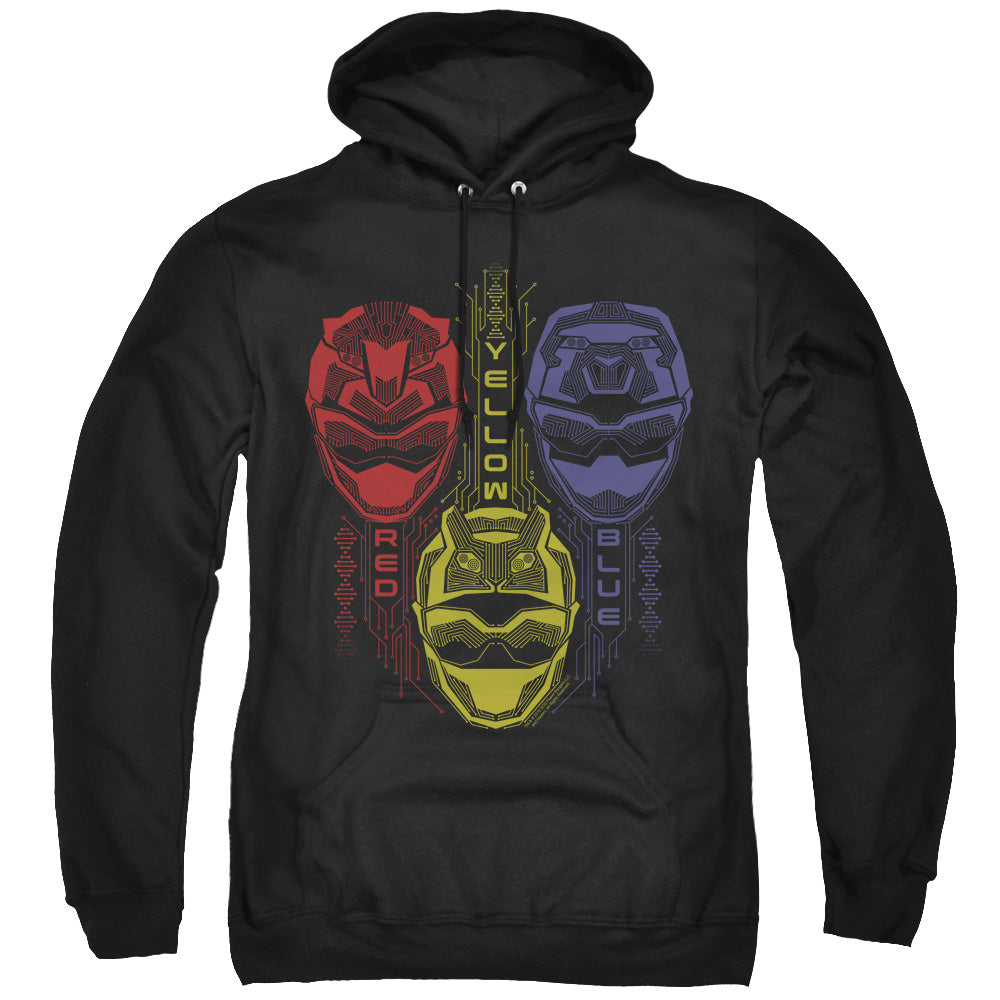 Power Rangers Red Yellow Blue Mens Hoodie Black Officially Licensed