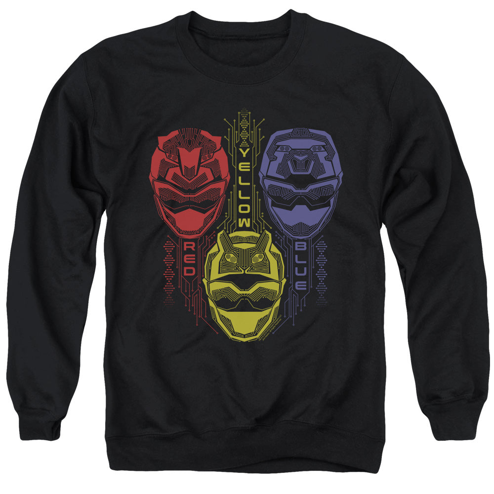 Power Rangers Red Yellow Blue Mens Crewneck Sweatshirt Black Officially Licensed