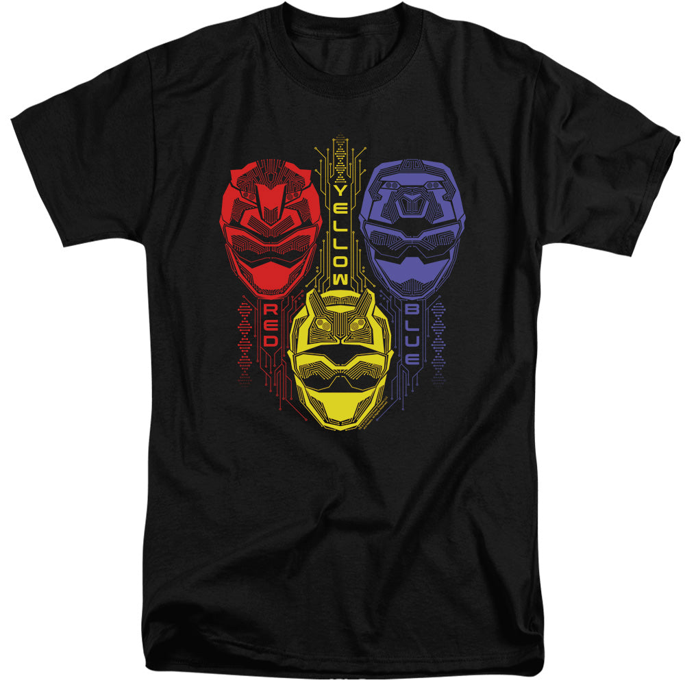 Power Rangers Red Yellow Blue Mens Tall T Shirt Black Officially Licensed