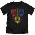Power Rangers Red Yellow Blue Juvenile Kids Youth T Shirt Black Officially Licensed