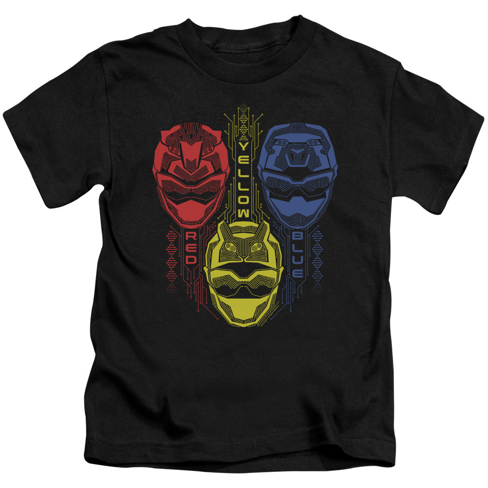 Power Rangers Red Yellow Blue Juvenile Kids Youth T Shirt Black Officially Licensed