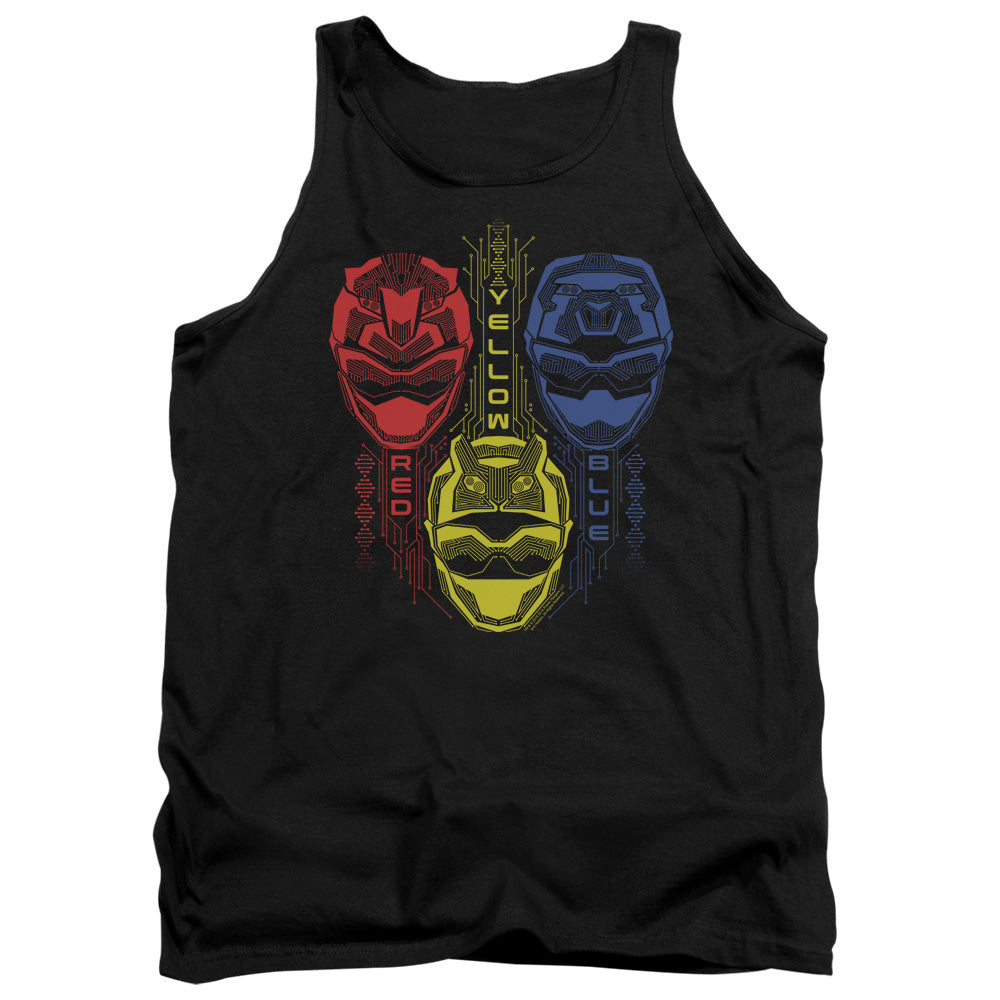 Power Rangers Red Yellow Blue Mens Tank Top Shirt Black Officially Licensed