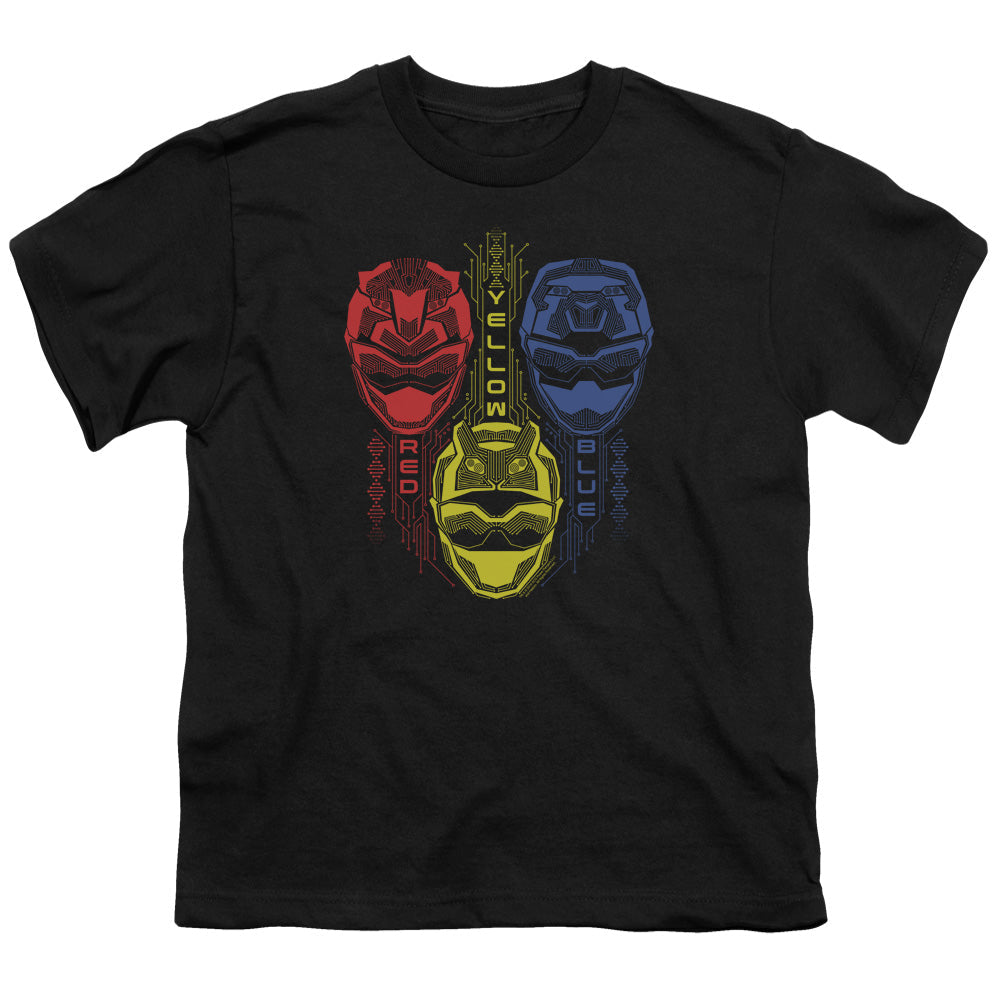 Power Rangers Red Yellow Blue Kids Youth T Shirt Black Officially Licensed