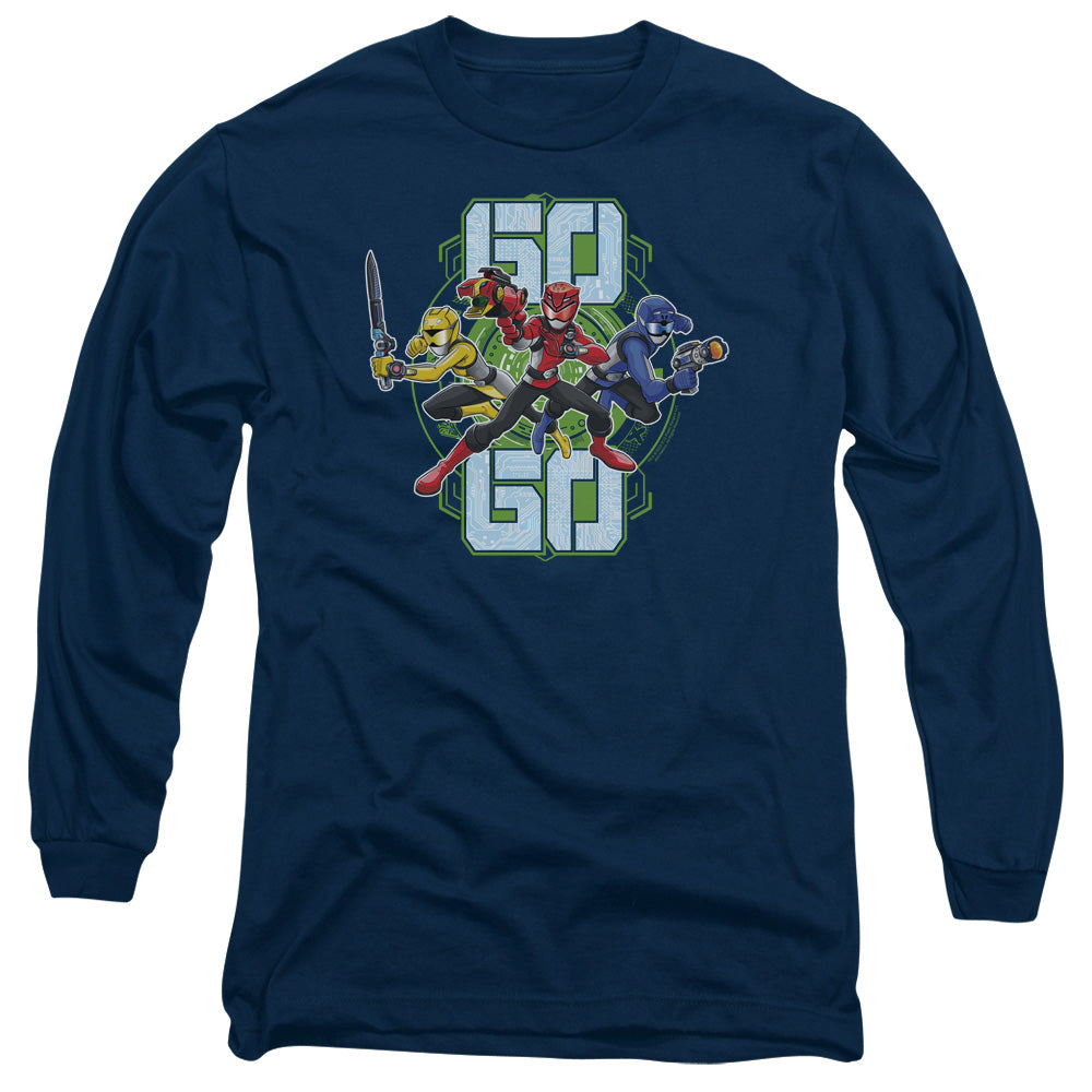 Power Rangers Go Go Mens Long Sleeve Shirt Navy Blue Officially Licensed