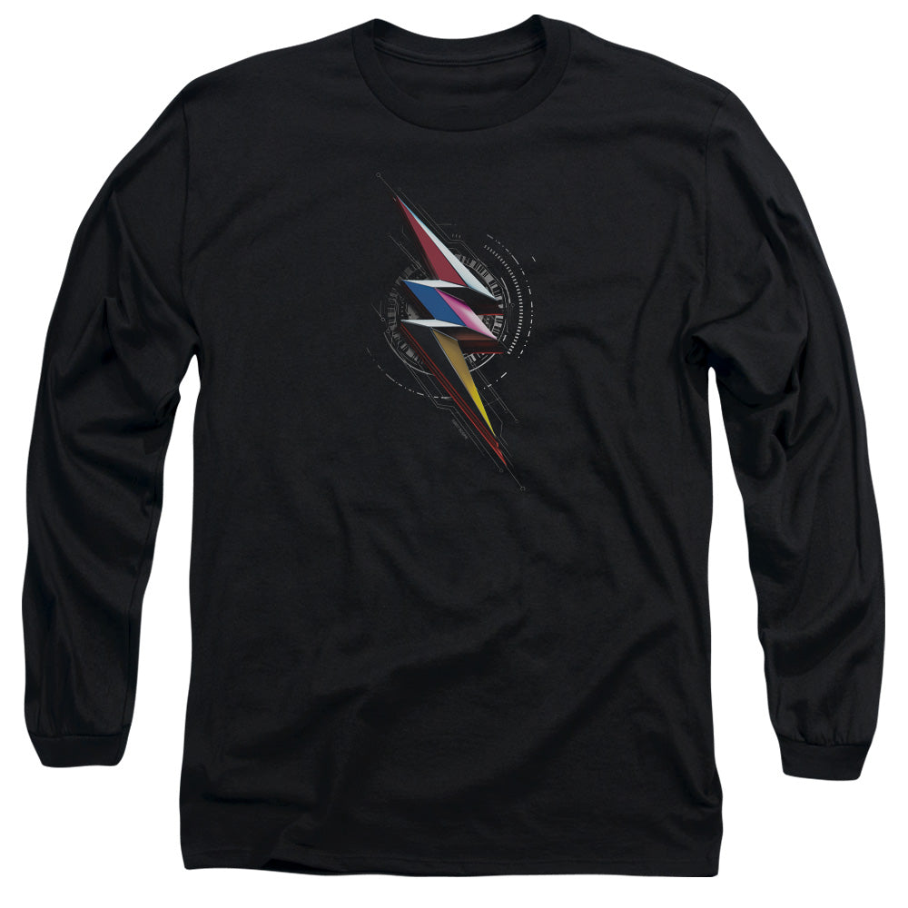 Power Rangers Bolt Sigil Mens Long Sleeve Shirt Black Officially Licensed