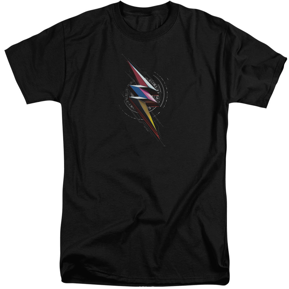 Power Rangers Bolt Sigil Mens Tall T Shirt Black Officially Licensed