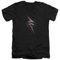 Power Rangers Bolt Sigil Mens Slim Fit V-Neck T Shirt Black Officially Licensed