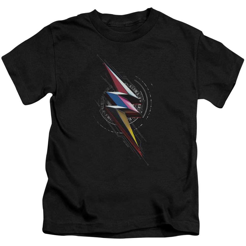 Power Rangers Bolt Sigil Juvenile Kids Youth T Shirt Black Officially Licensed