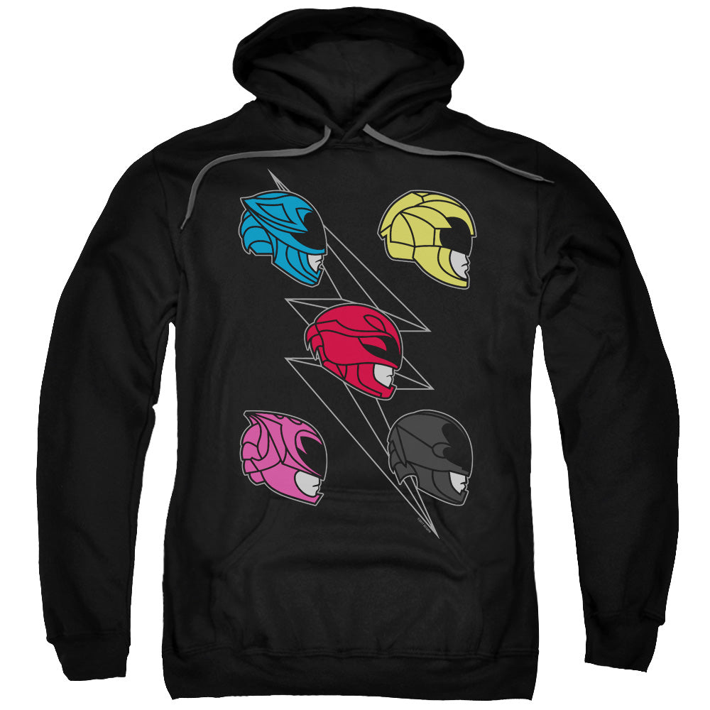 Power Rangers Line Helmets Mens Hoodie Black Officially Licensed