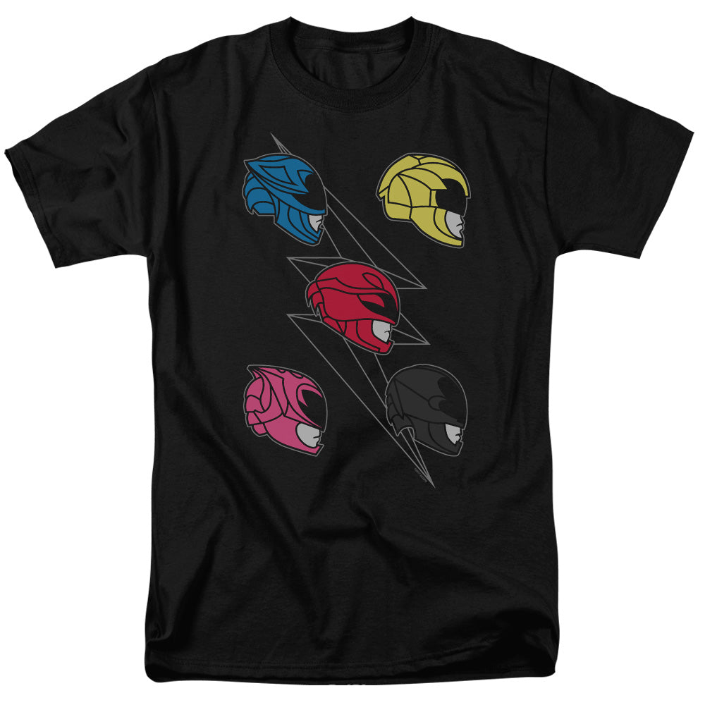 Power Rangers Line Helmets Mens T Shirt Black Officially Licensed