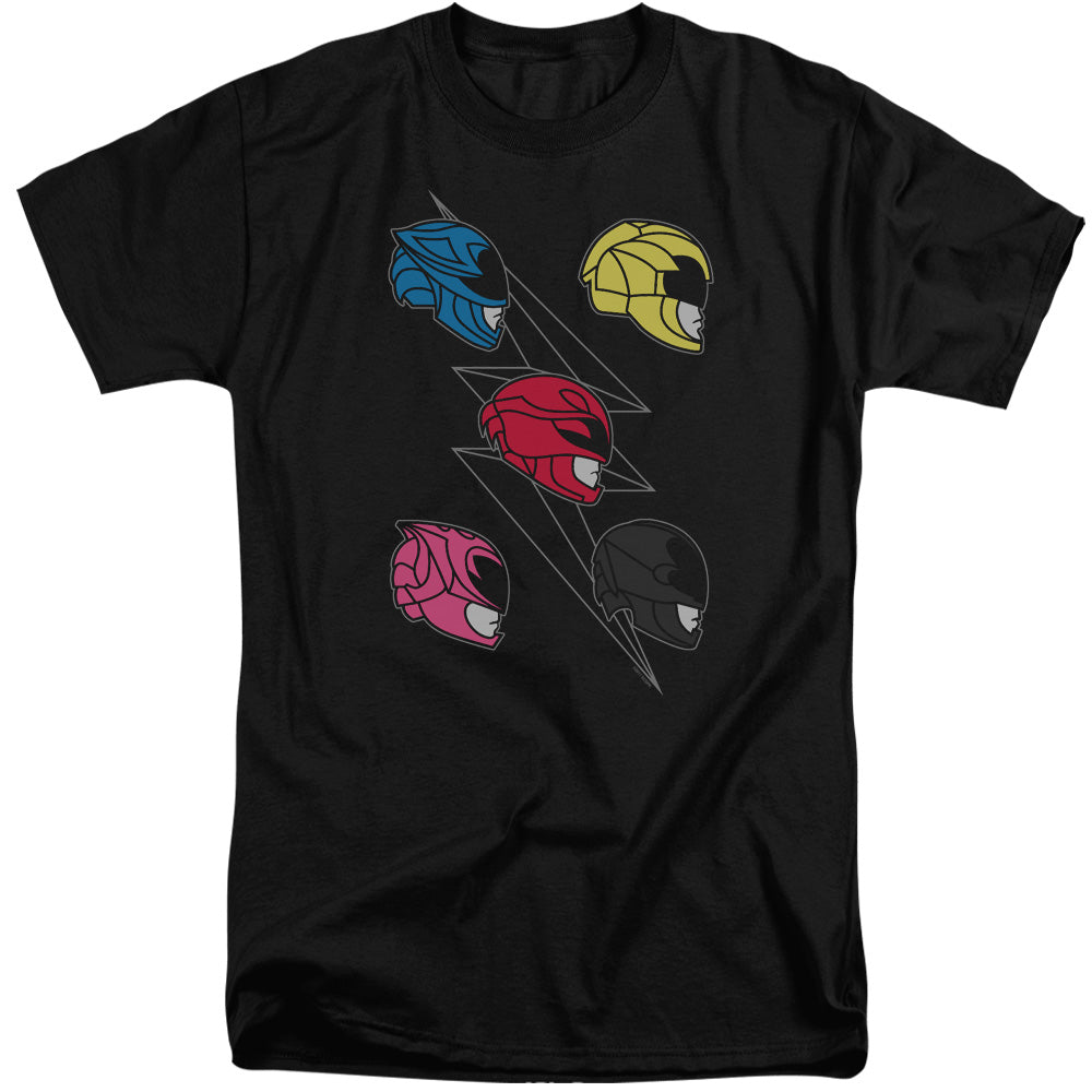 Power Rangers Line Helmets Mens Tall T Shirt Black Officially Licensed