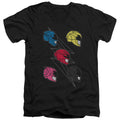 Power Rangers Line Helmets Mens Slim Fit V-Neck T Shirt Black Officially Licensed