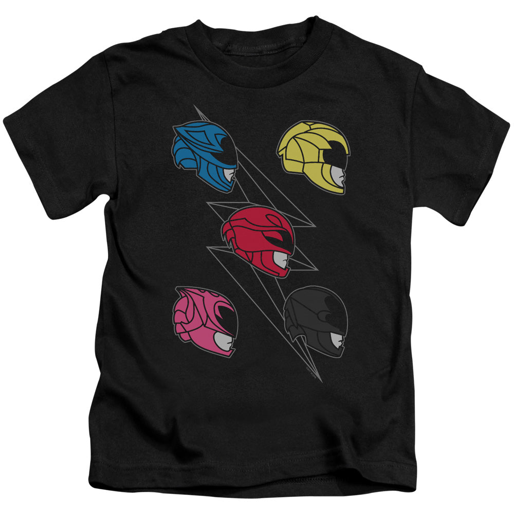 Power Rangers Line Helmets Juvenile Kids Youth T Shirt Black Officially Licensed