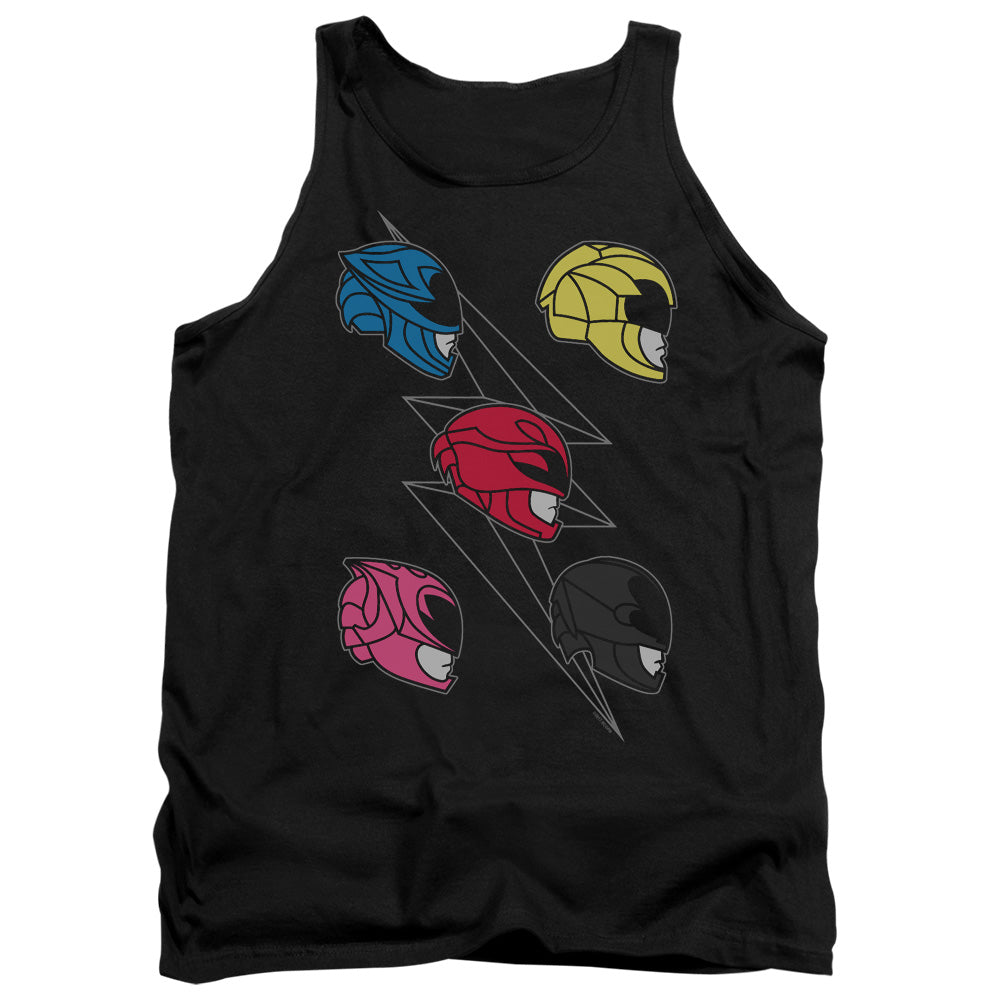 Power Rangers Line Helmets Mens Tank Top Shirt Black Officially Licensed