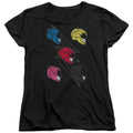 Power Rangers Line Helmets Womens T Shirt Black Officially Licensed