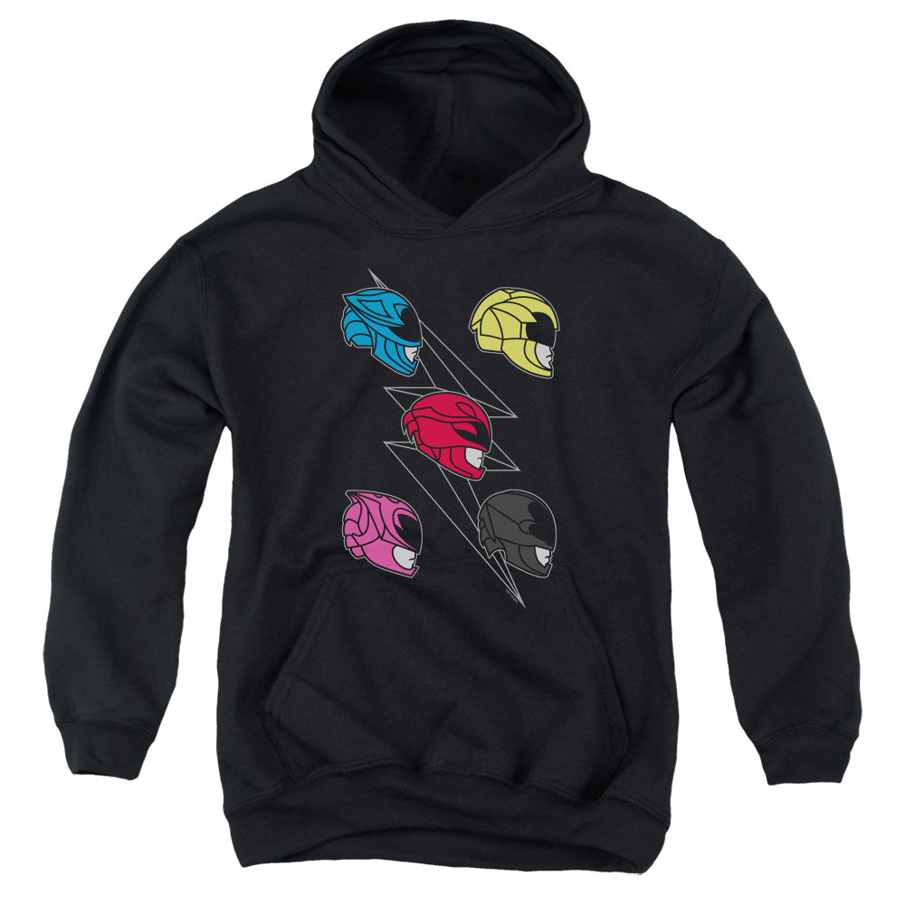 Power Rangers Line Helmets Kids Youth Hoodie Black Officially Licensed