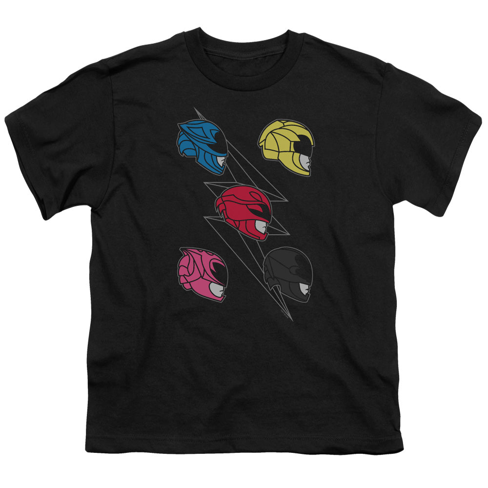Power Rangers Line Helmets Kids Youth T Shirt Black Officially Licensed