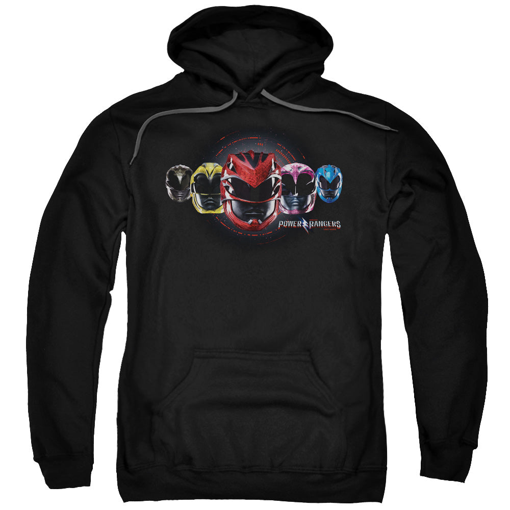 Power Rangers Head Group Mens Hoodie Black Officially Licensed