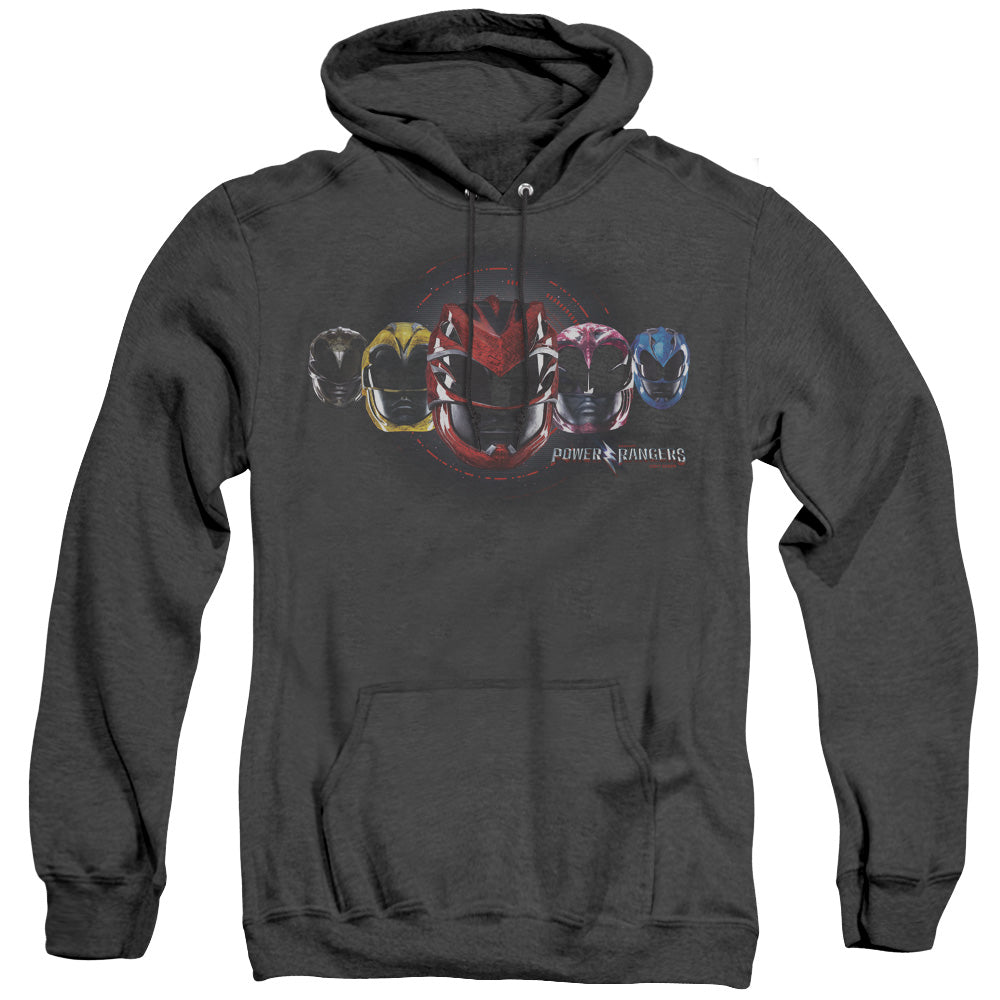 Power Rangers Head Group Heather Mens Hoodie Black Officially Licensed