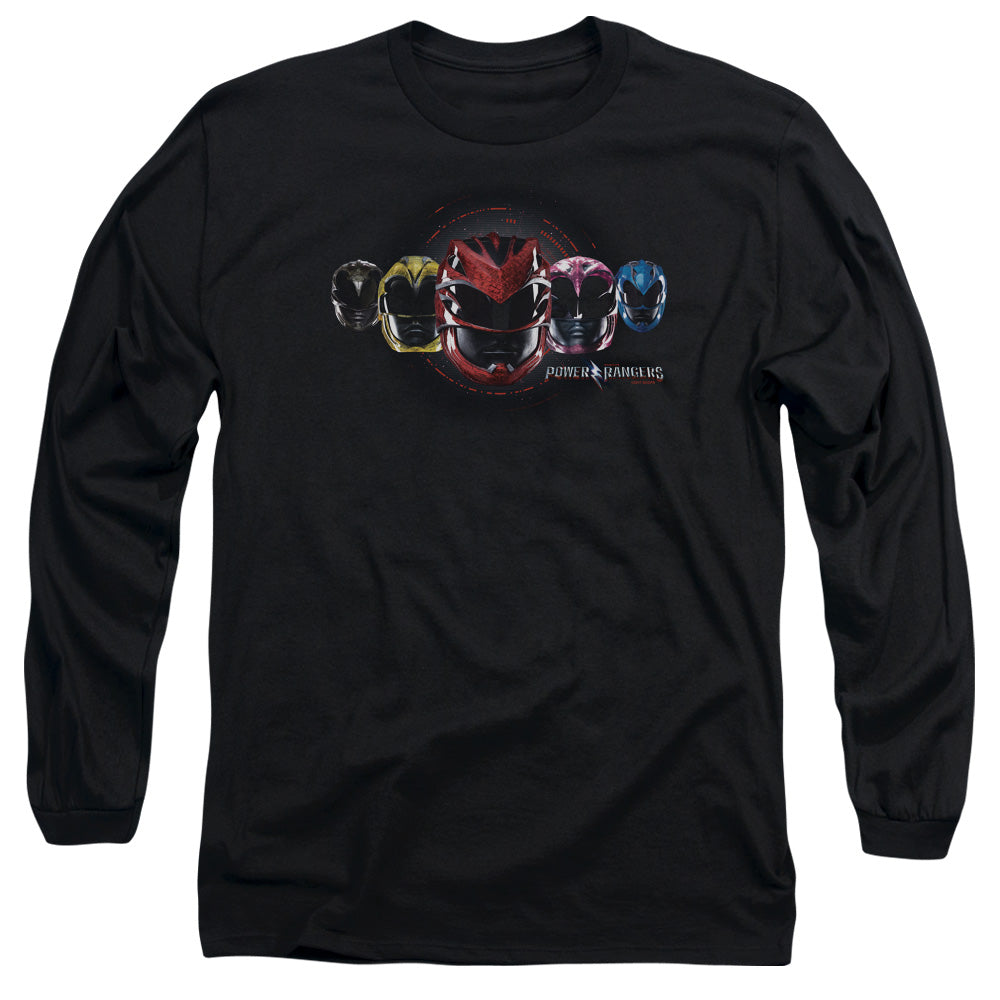 Power Rangers Head Group Mens Long Sleeve Shirt Black Officially Licensed