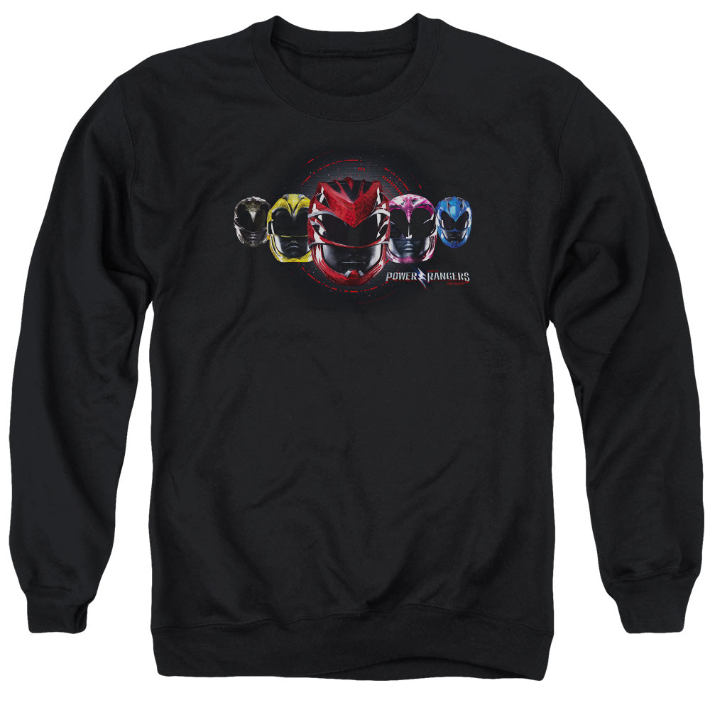 Power Rangers Head Group Mens Crewneck Sweatshirt Black Officially Licensed