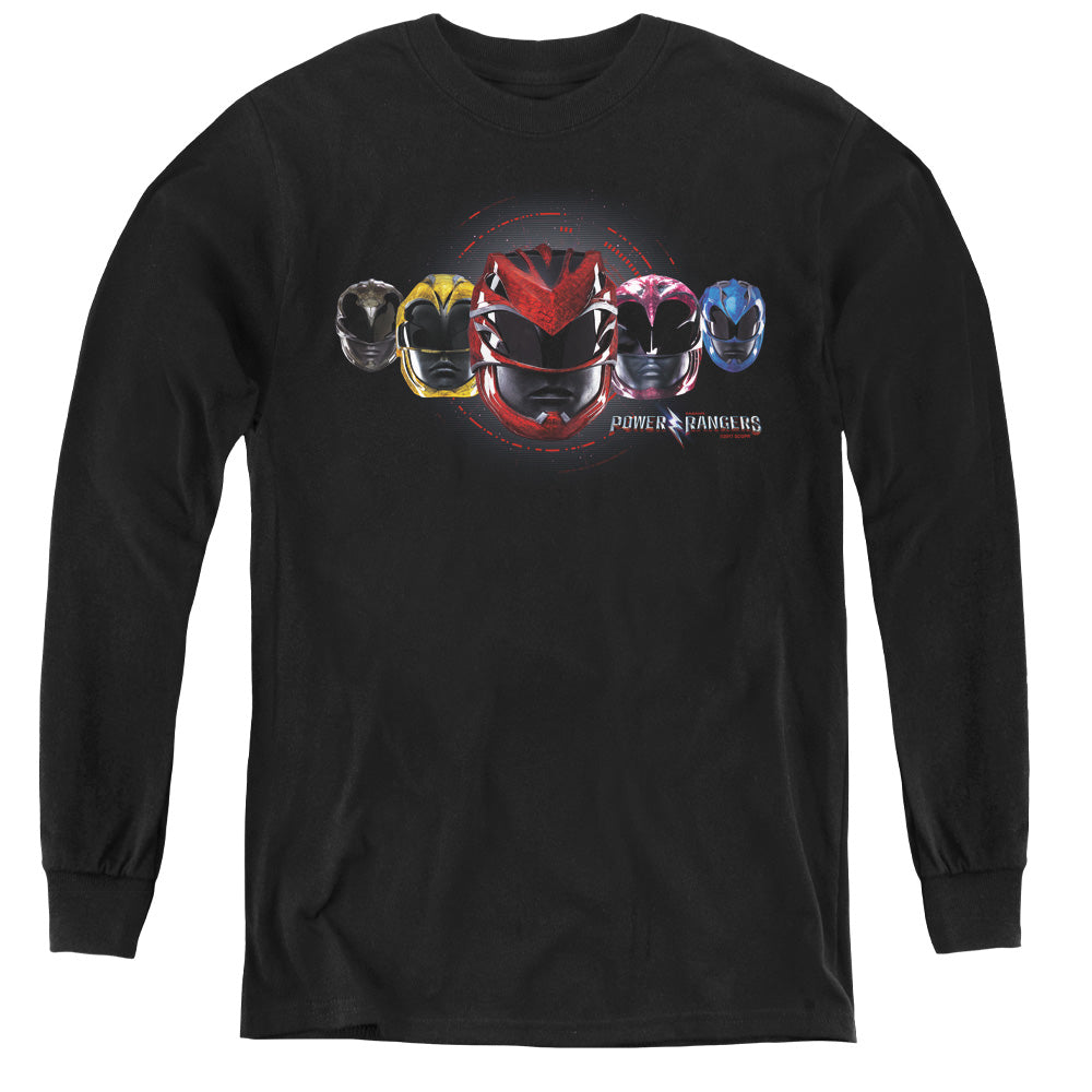 Power Rangers Head Group Long Sleeve Kids Youth T Shirt Black Officially Licensed