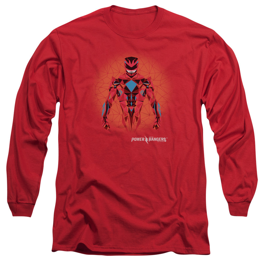 Power Rangers Red Power Ranger Graphic Mens Long Sleeve Shirt Red Officially Licensed