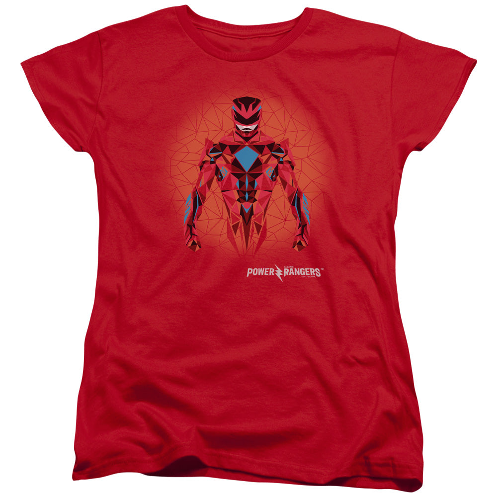 Power Rangers Red Power Ranger Graphic Womens T Shirt Red Officially Licensed
