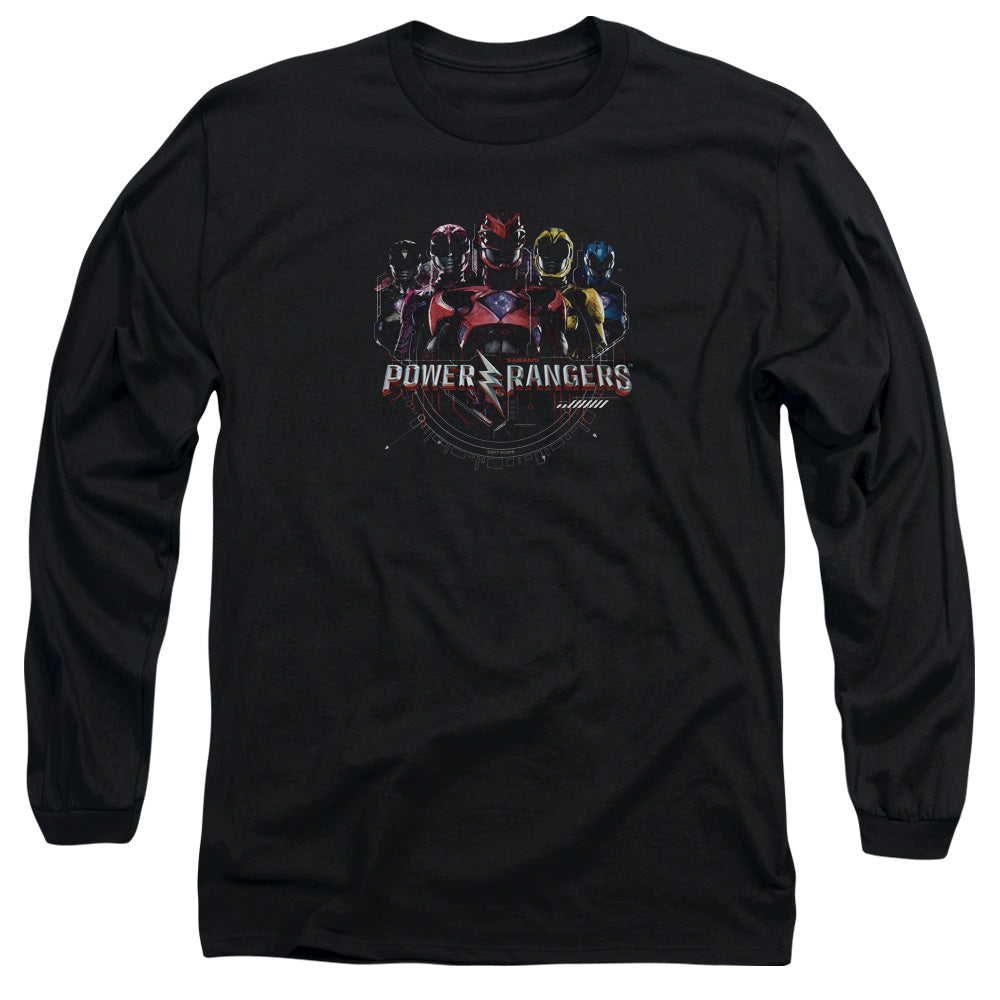 Power Rangers Ranger Circuitry Mens Long Sleeve Shirt Black Officially Licensed
