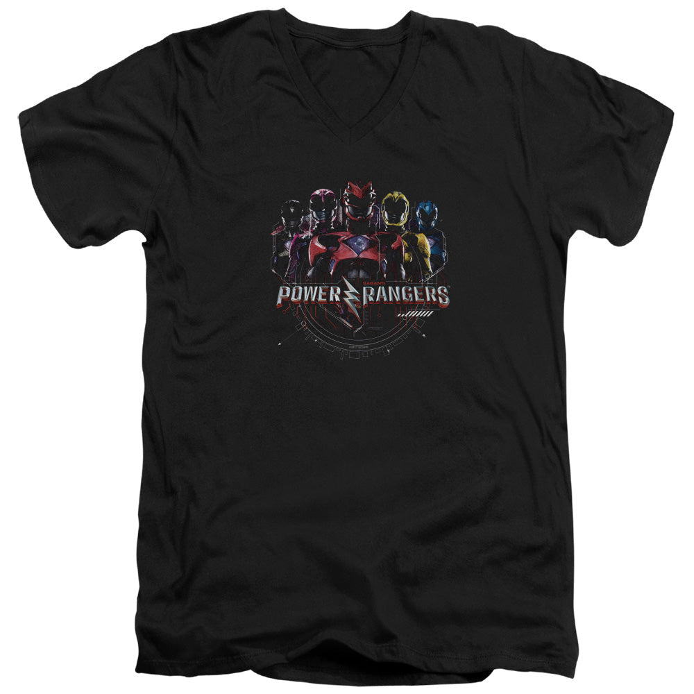 Power Rangers Ranger Circuitry Mens Slim Fit V-Neck T Shirt Black Officially Licensed