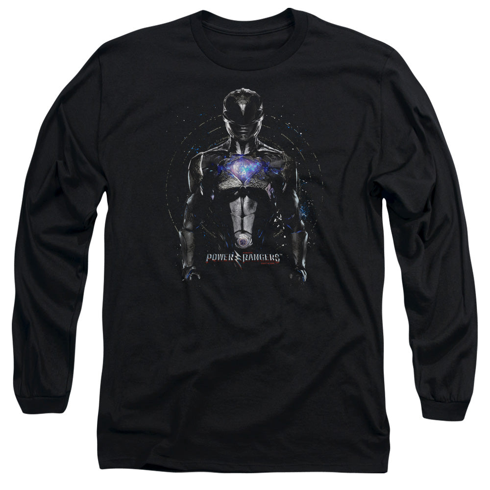 Power Rangers Black Ranger Mens Long Sleeve Shirt Black Officially Licensed