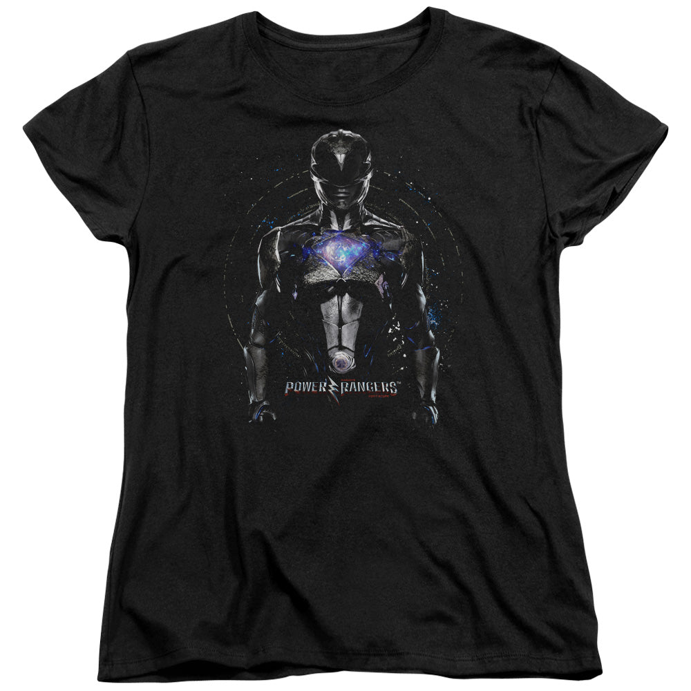 Power Rangers Black Ranger Womens T Shirt Black Officially Licensed