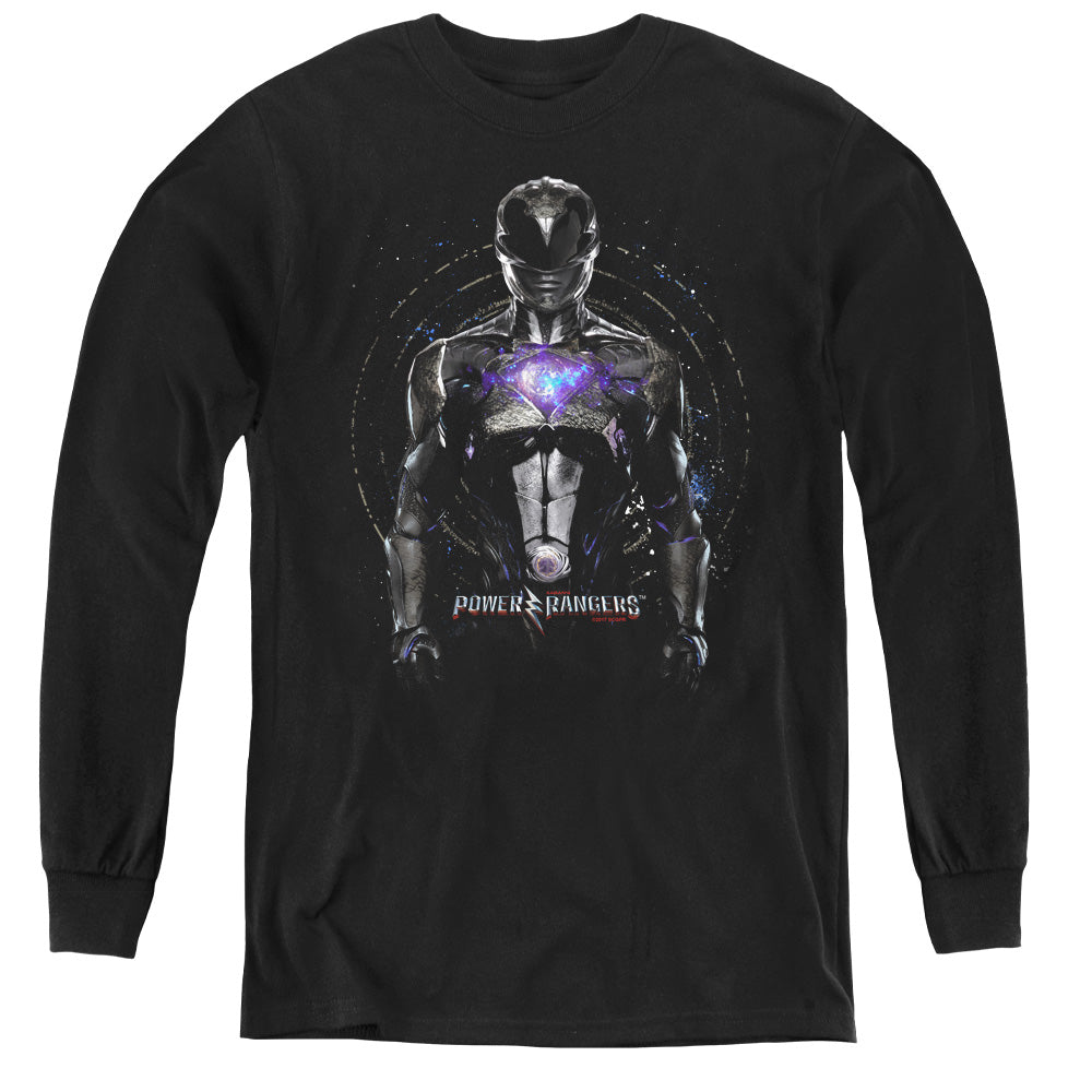 Power Rangers Black Ranger Long Sleeve Kids Youth T Shirt Black Officially Licensed