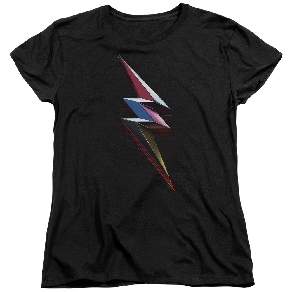Power Rangers Movie Bolt Womens T Shirt Black Officially Licensed