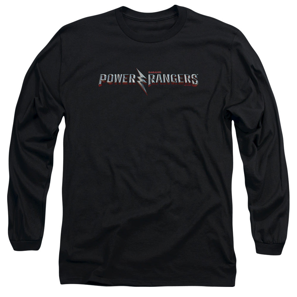 Power Rangers Movie Logo Mens Long Sleeve Shirt Black Officially Licensed