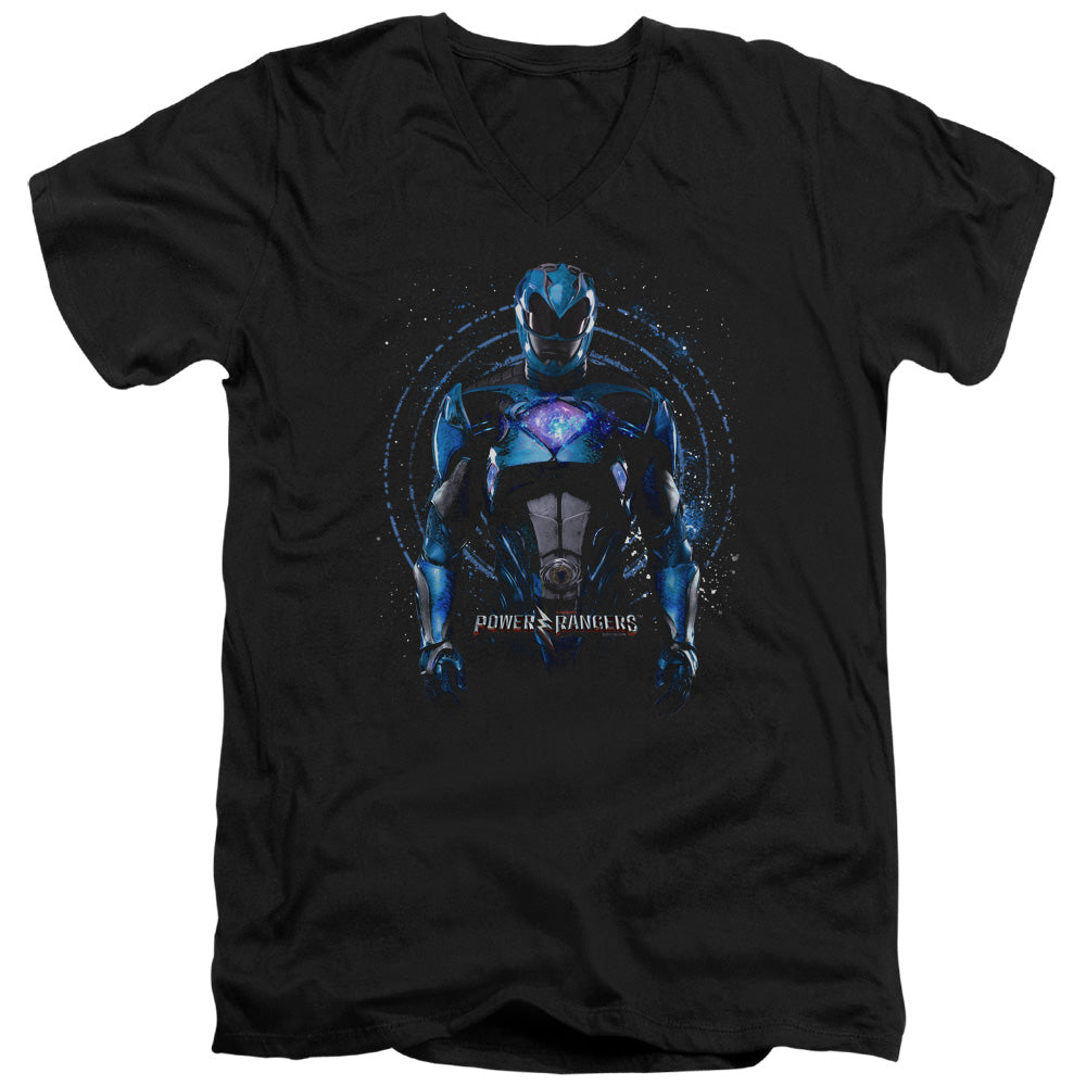 Power Rangers Blue Ranger Mens Slim Fit V-Neck T Shirt Black Officially Licensed