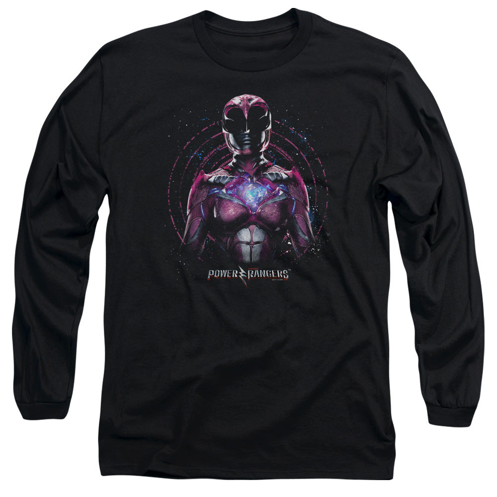 Power Rangers Pink Ranger Mens Long Sleeve Shirt Black Officially Licensed