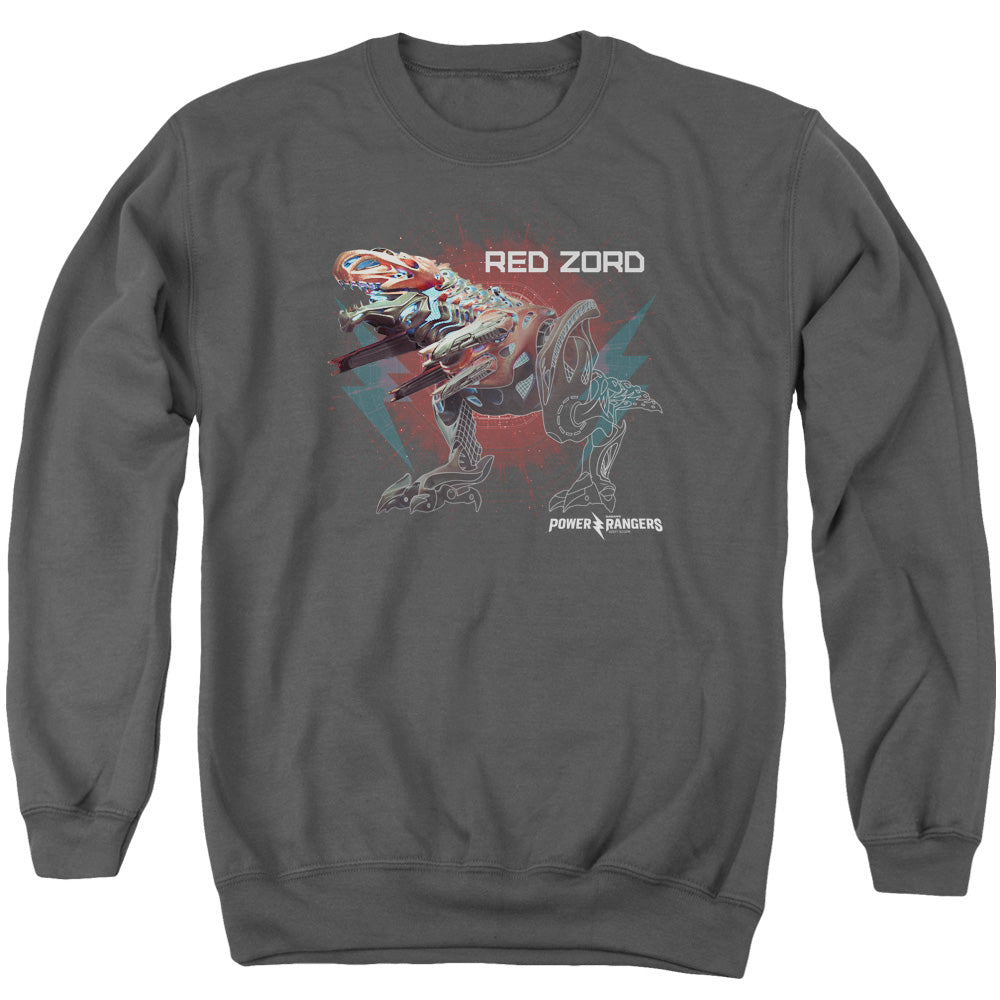 Power Rangers Red Zord Mens Crewneck Sweatshirt Charcoal Officially Licensed