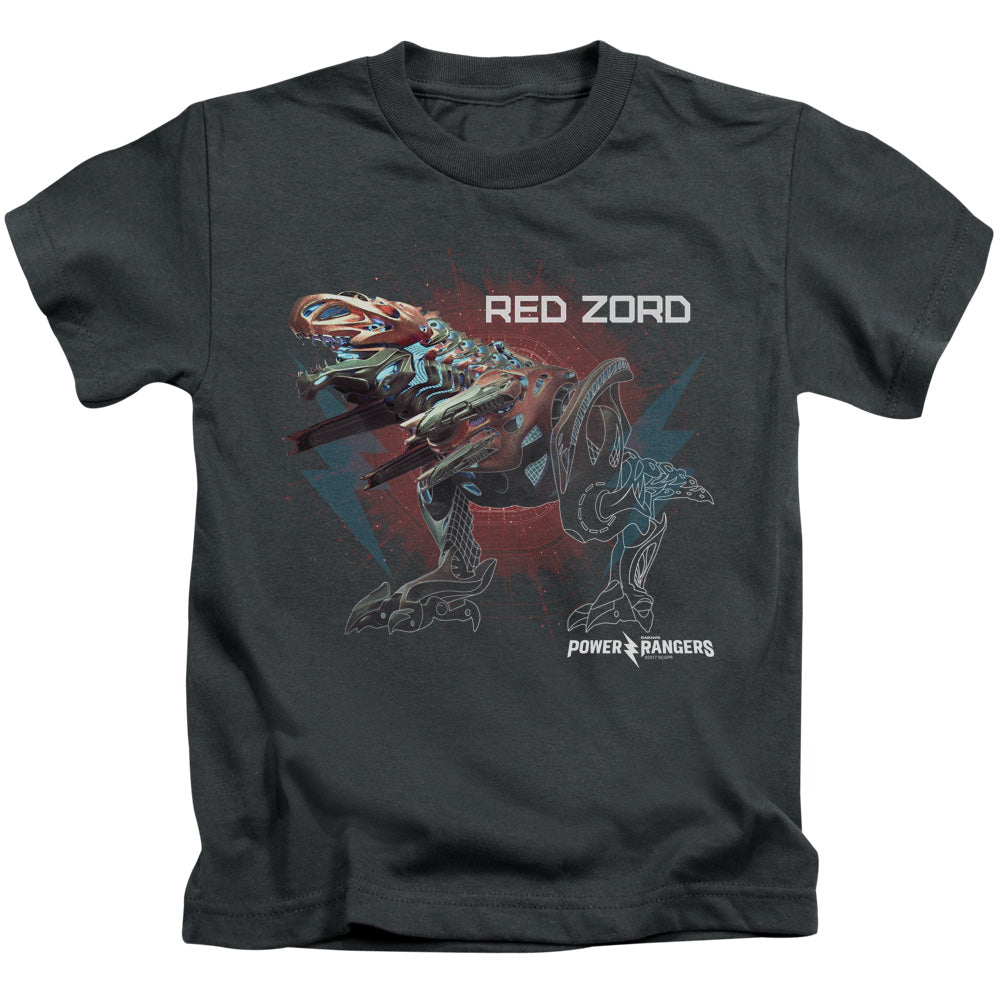 Power Rangers Red Zord Juvenile Kids Youth T Shirt Charcoal Officially Licensed