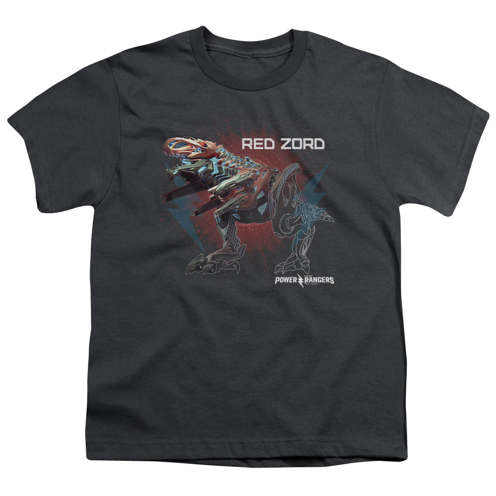 Power Rangers Red Zord Kids Youth T Shirt Charcoal Officially Licensed