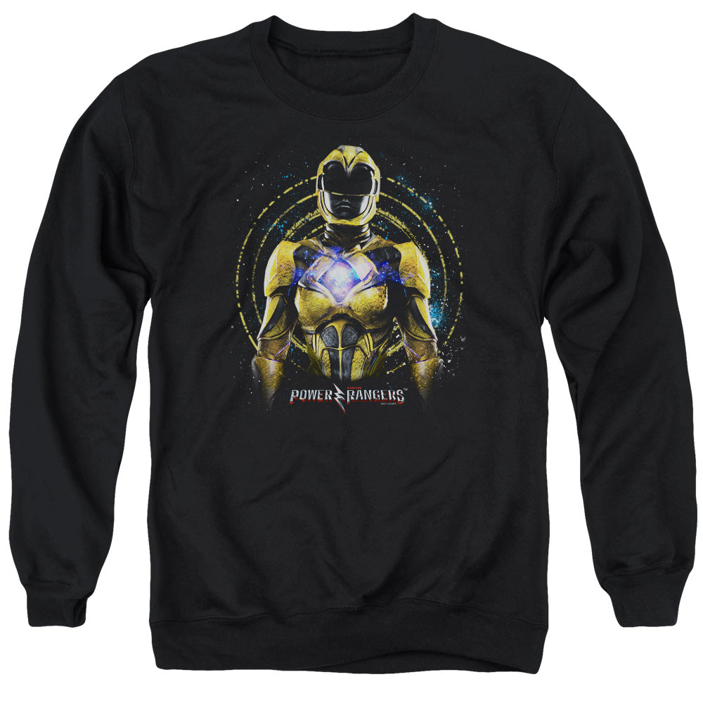 Power Rangers Yellow Ranger Mens Crewneck Sweatshirt Black Officially Licensed