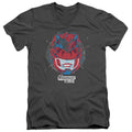 Power Rangers Its Morphin Time Mens Slim Fit V-Neck T Shirt Charcoal Officially Licensed