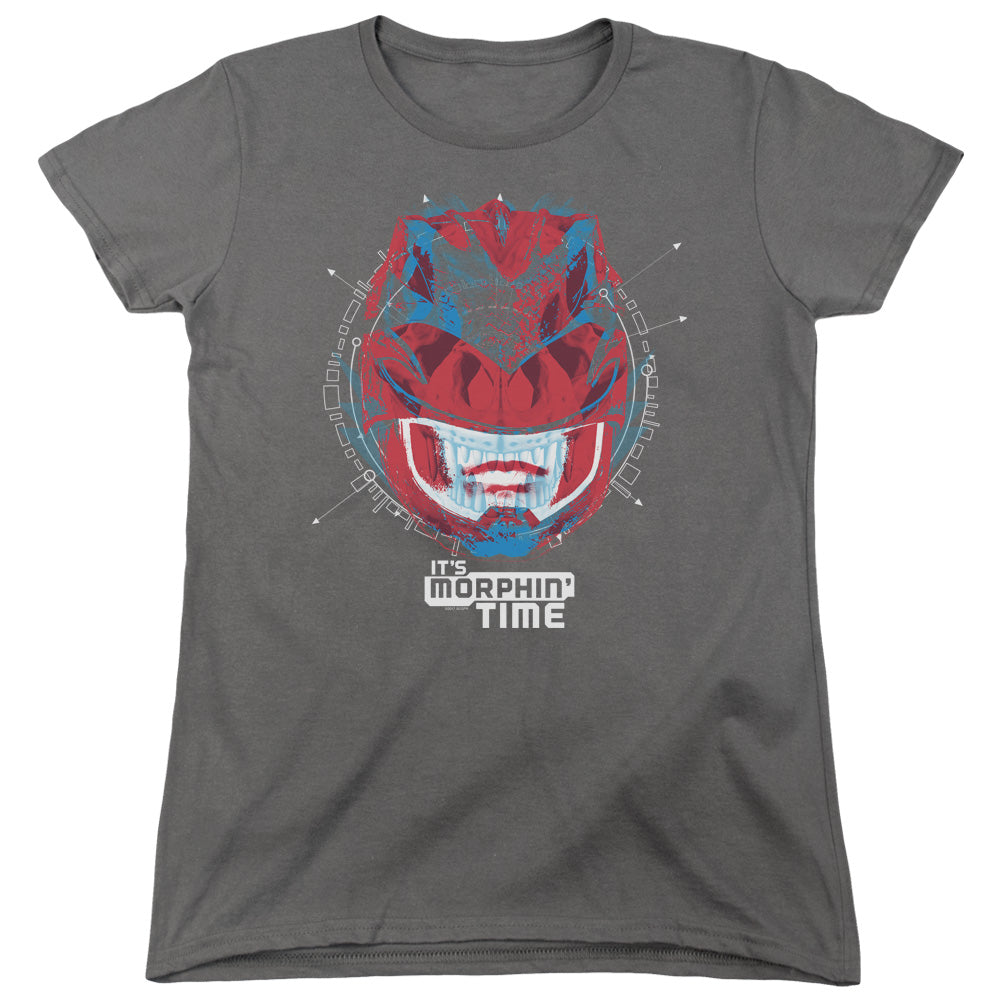 Power Rangers Its Morphin Time Womens T Shirt Charcoal Officially Licensed