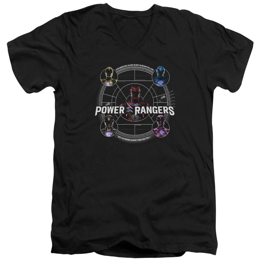 Power Rangers Greatest Glory Mens Slim Fit V-Neck T Shirt Black Officially Licensed