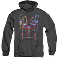 Power Rangers Team Of Rangers Heather Mens Hoodie Black Officially Licensed