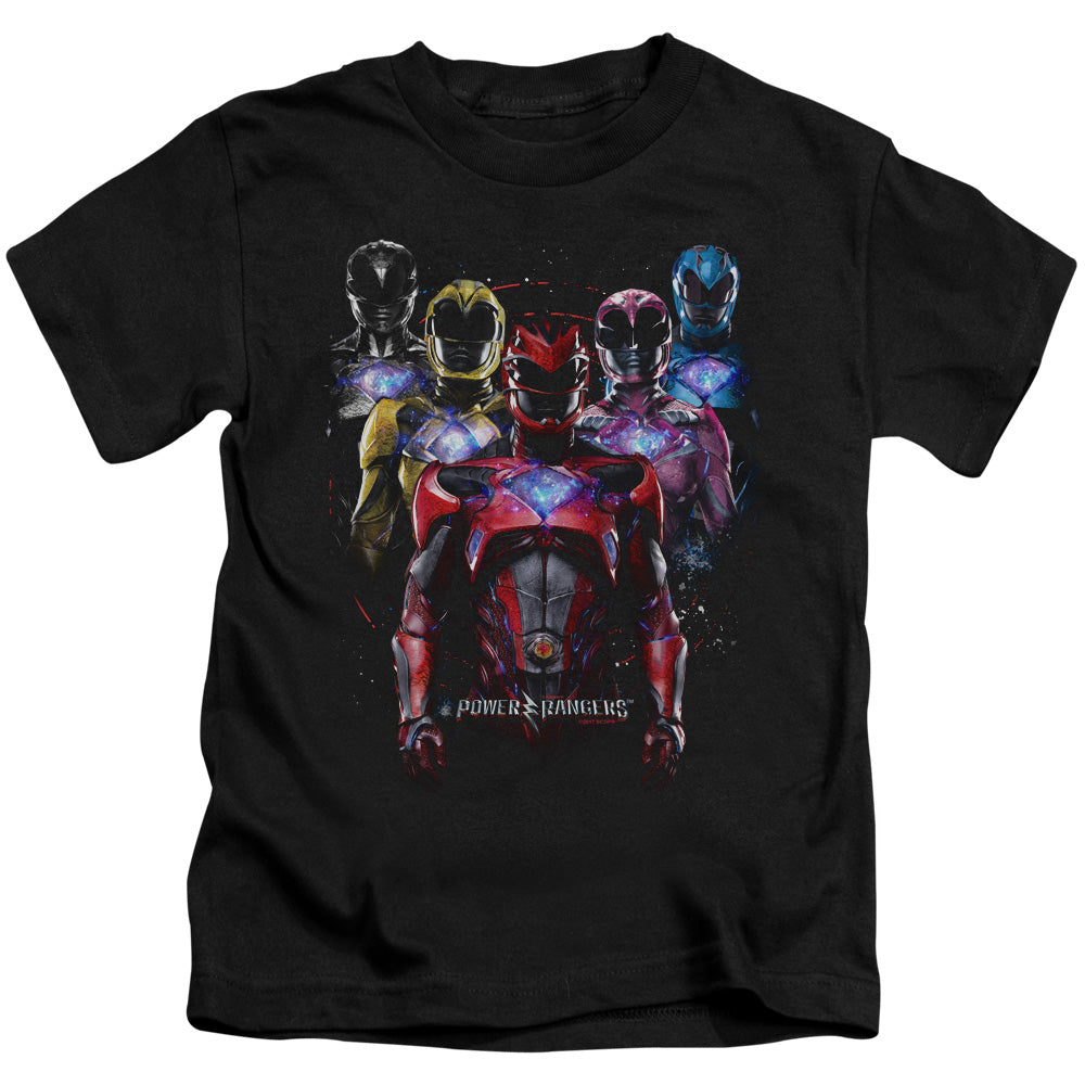 Power Rangers Team Of Rangers Juvenile Kids Youth T Shirt Black Officially Licensed